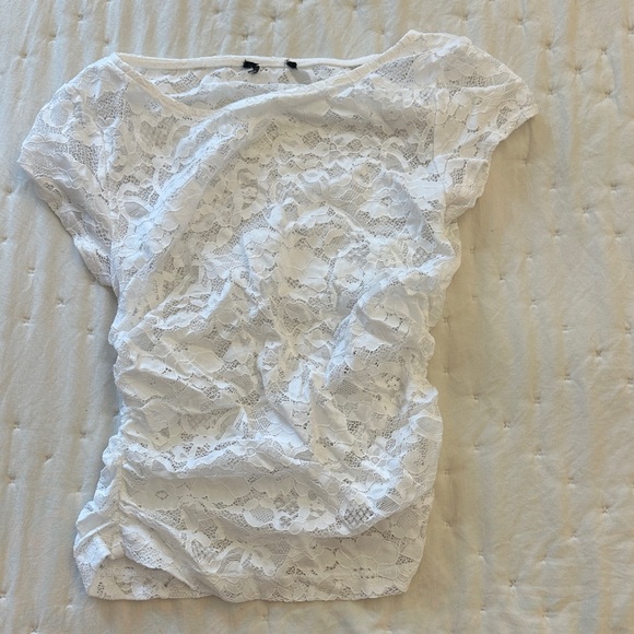 Dynamite Tops - Women's White Lace Short-Sleeve Top
